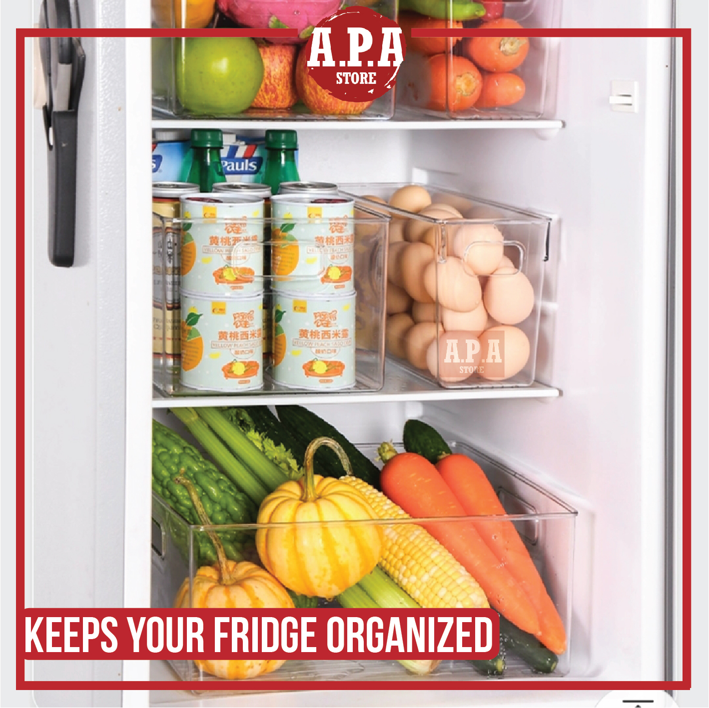 APA Plastic Refrigerator Organizer Bins Fridge Organizers Storage Bekas ...