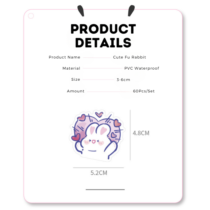 【Ready Stock】60pcs Rabbit Cartoon Stickers Cute Carrot Bell Bunny Hand ...