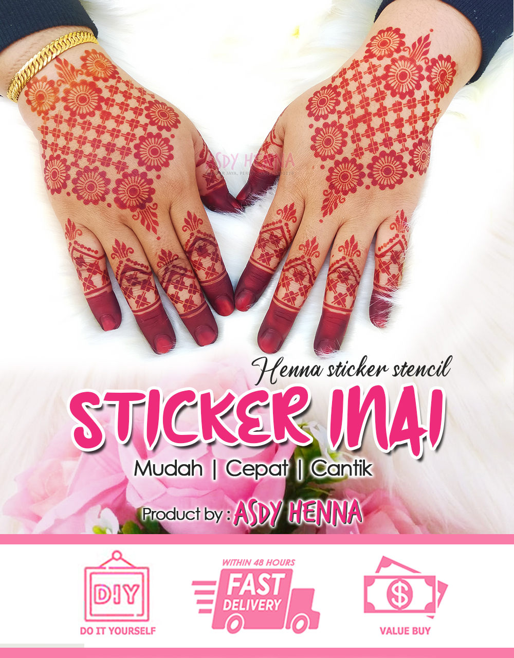 💕 SPECIAL 💕 [1] Sticker Inai Pengantin Bride Henna DIY Stencil Tunang ...