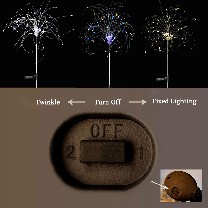 𝗡𝗜𝗚𝗛𝗧 𝗦𝗘𝗡𝗦𝗢𝗥 》 Auto On Off Solar LED Fireworks Light Waterproof 2 Modes ...