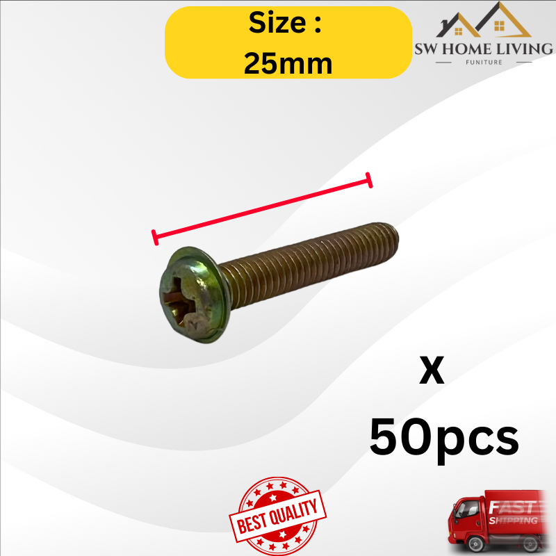 SW M4 Round Head Screw Skru Kepala Bulat Cabinet Panjang 20mm 25mm 40mm ...