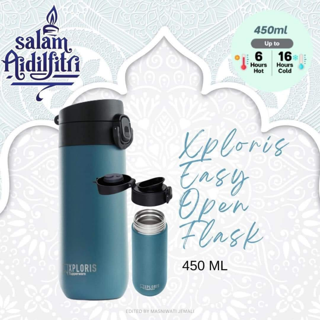Tupperware Xploris Easy Open Flask 450ML: Air tahan panas dan tahan ...