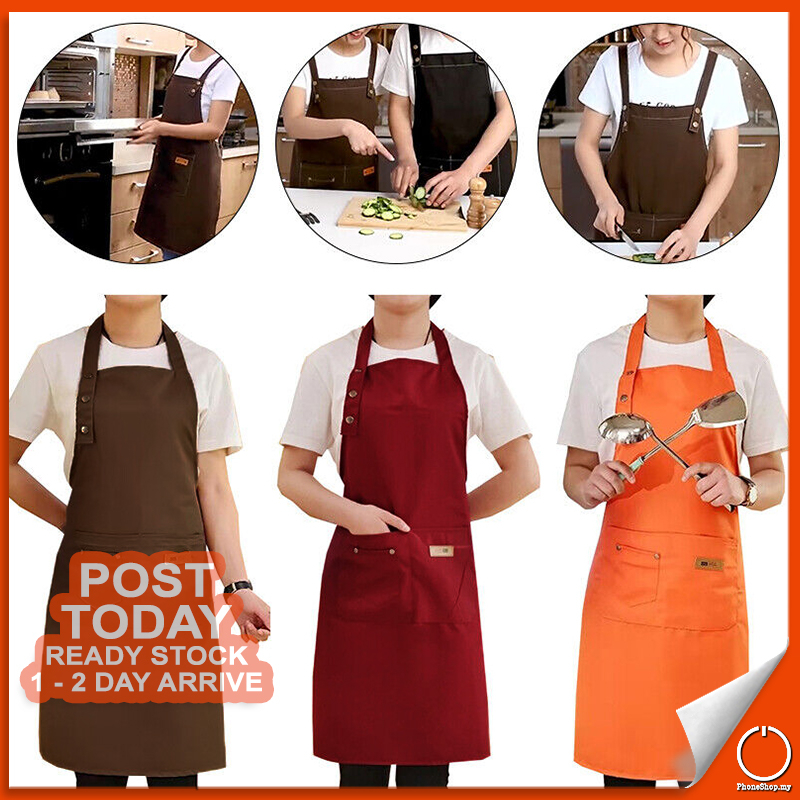𝐒𝐓𝐀𝐈𝐍 𝐑𝐄𝐒𝐈𝐒𝐓𝐀𝐍𝐓 3 Front Pockets Unisex Apron Adjustable Coffee Shop ...