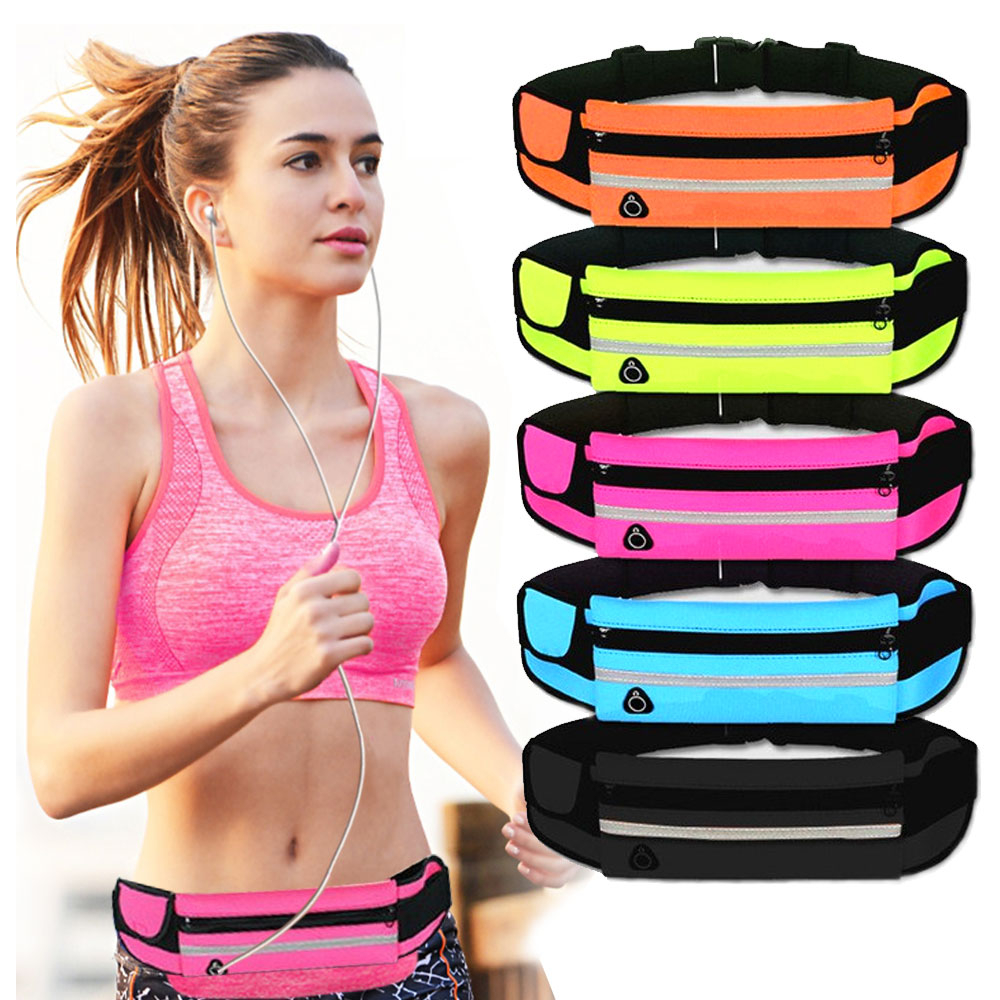 𝟯 𝗣𝗢𝗖𝗞𝗘𝗧𝗦 Running Waist Pouch Bag Reflective Strip Jogging Cycling ...
