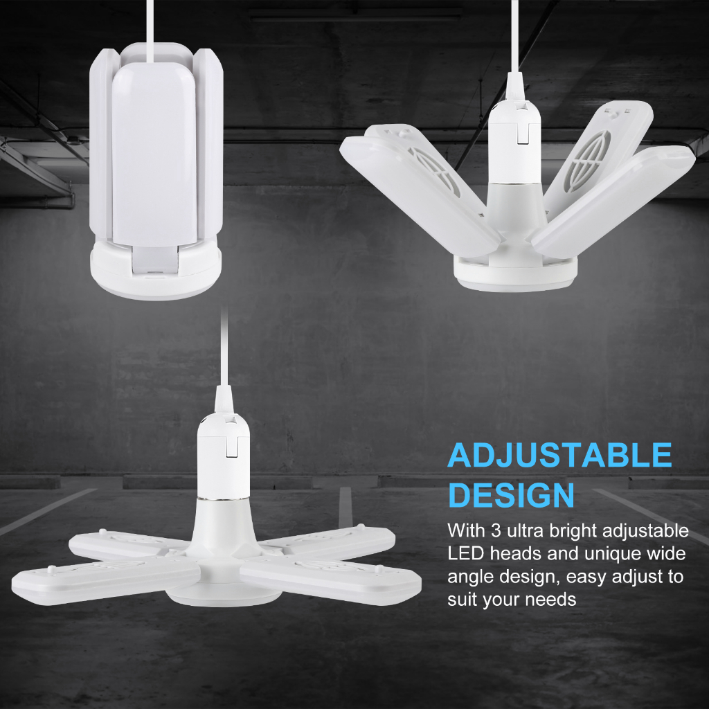 4+1 Leaf LED Light Bulb Night Light E27 36W 4 Ajustable Foldable Panels ...