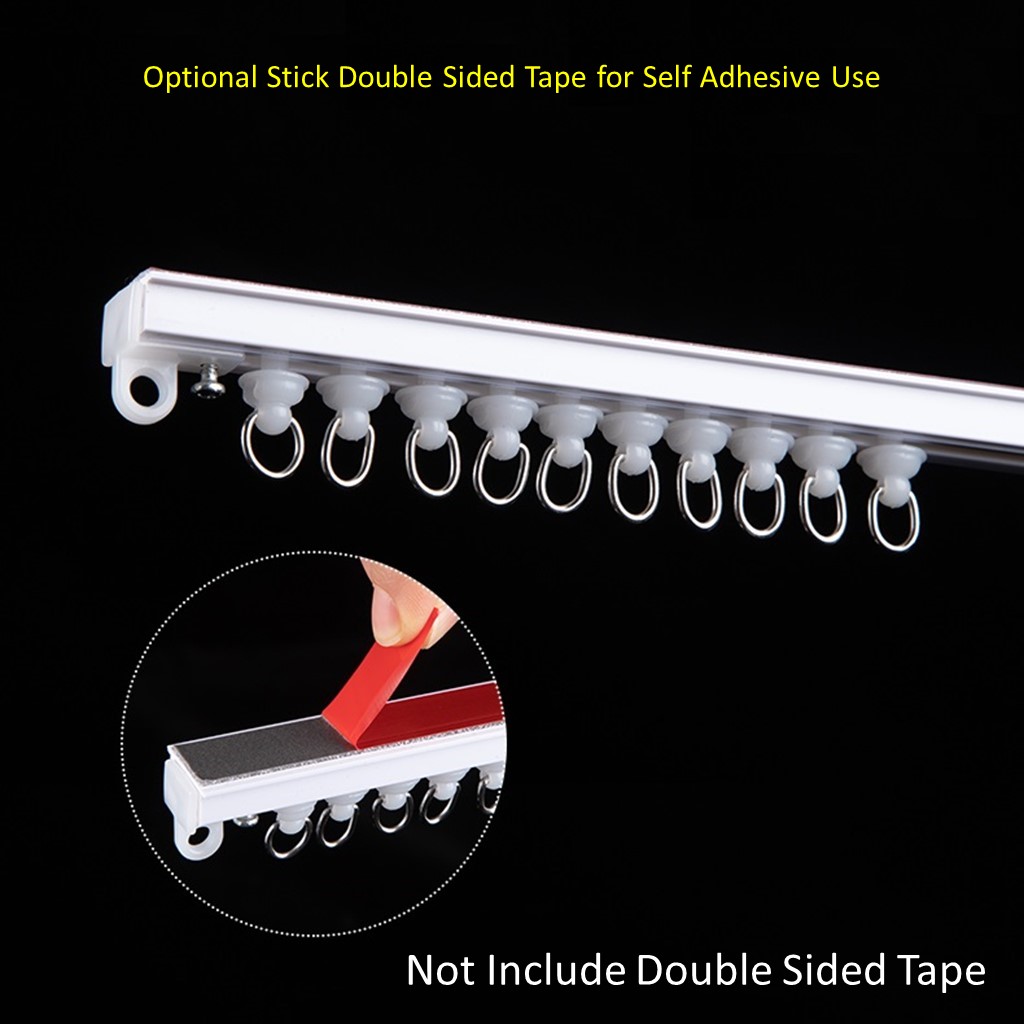 2 Use Wall Mounted Curtain Rail Track Nano Silencer Rail Door Curtains ...
