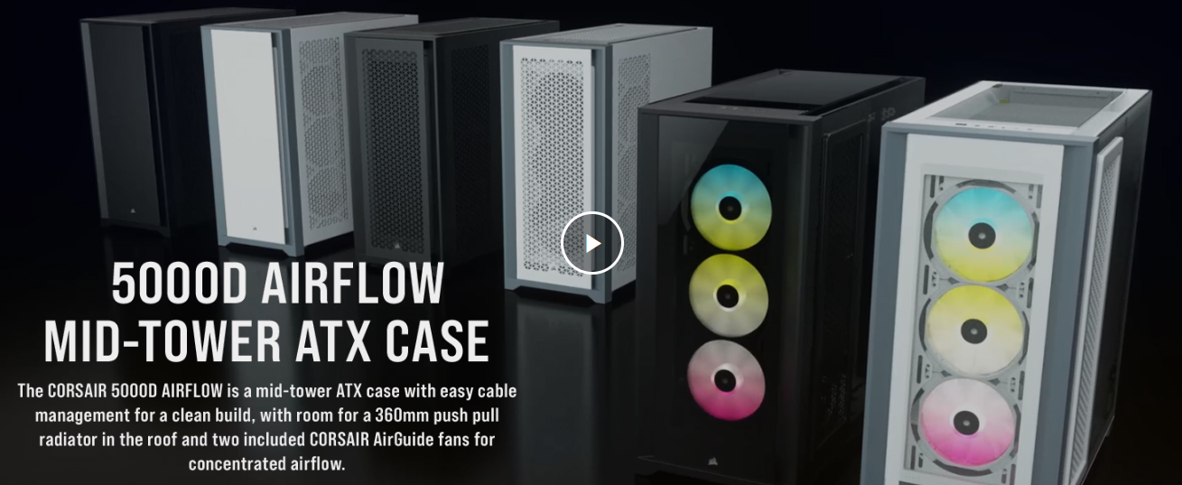 Corsair 5000D AIRFLOW Tempered Glass Mid-Tower ATX Case WORKSTATION ...