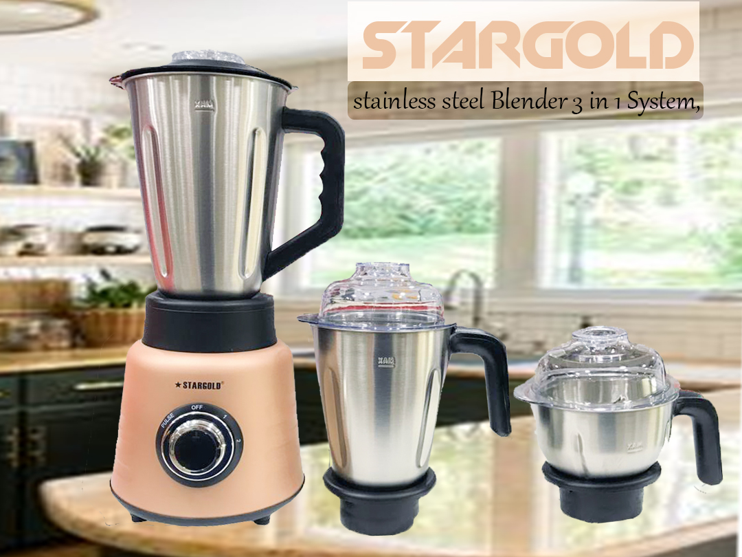 Pengisar Blender Stargold Stainless Steel blender, 2 in 1 system 600W ...