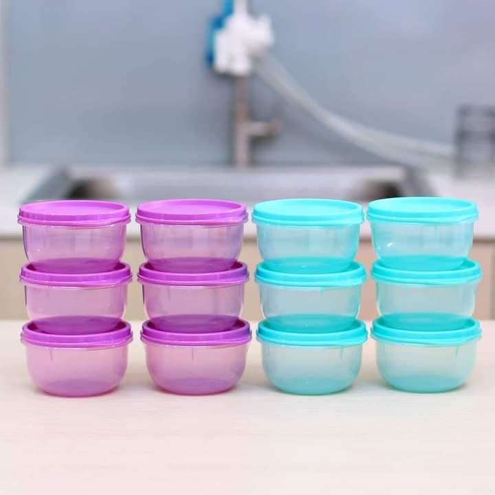 13 Warna Colourful Tupperware mini bowls 230ml Round mini bowl Small ...