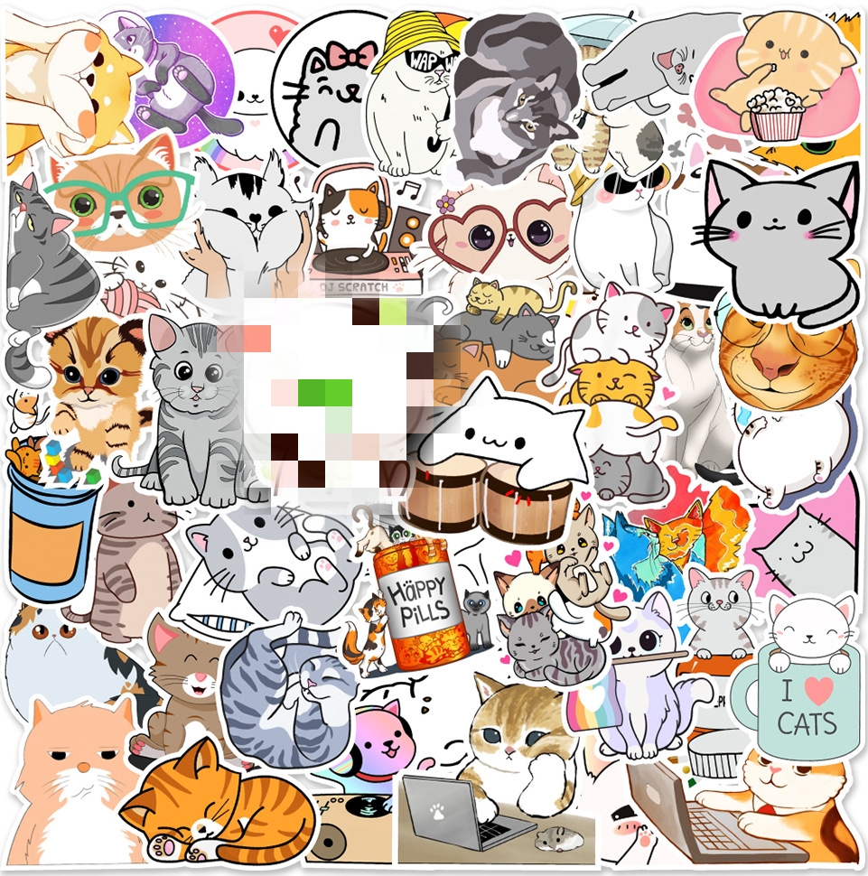 Cute Cartoon Cats Kitten Die Cut Deco Stickers Pack DIY Decorations ...