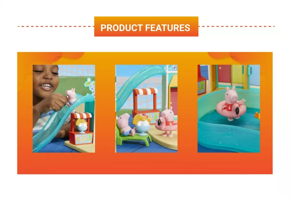 Peppa Pig Toys Peppa's Waterpark Playset with 15 Pieces Including 2