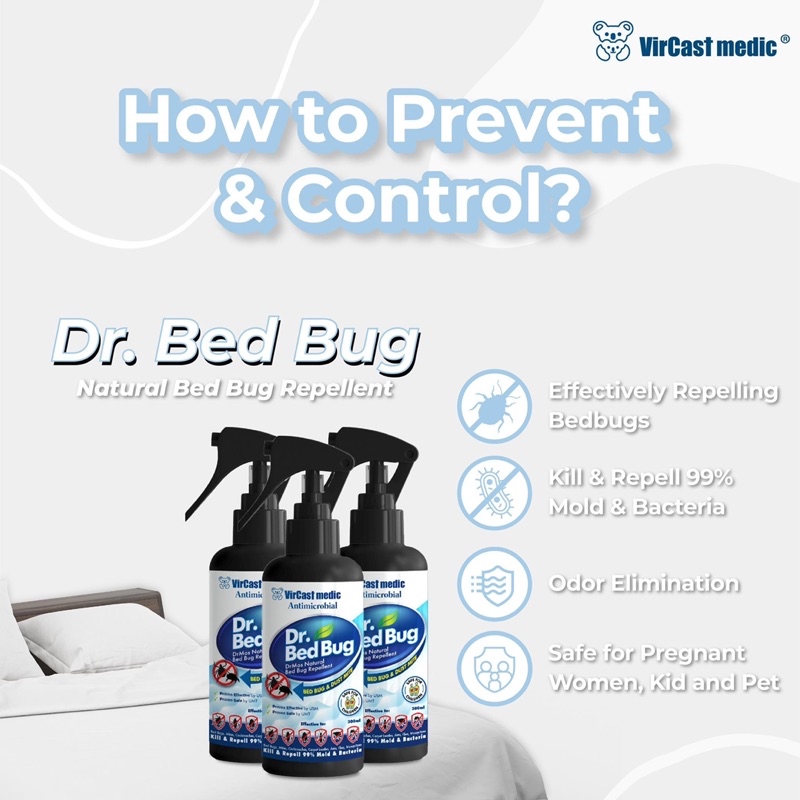 Vircast Medic Dr Bed Bug Natural Repellent Spray 300ml/50ml | Shopee ...