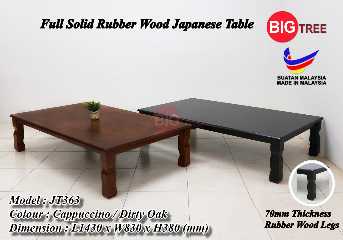Big Tree Full Solid Rubber Wood Japanese Table / Full Solid Meja Jepun ...