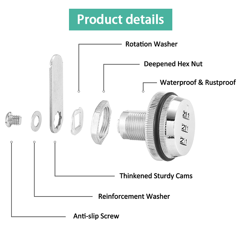 20mm 3 Digit Alloy Number Lock Combination Lock Airbnb Accomodation ...