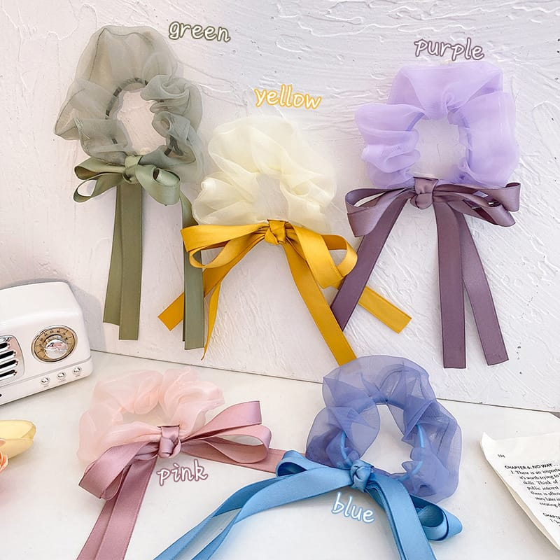 AIDA Dopamine Scrunchie Ribbon Hair Rope Tie Donut Rubber Band ...