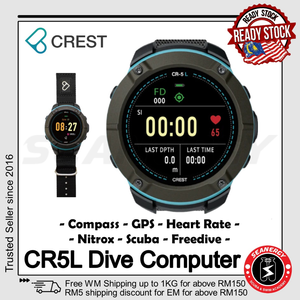 CREST CR5L Dive Computer for Scuba Diving Freedive Nitrox Heart Rate ...