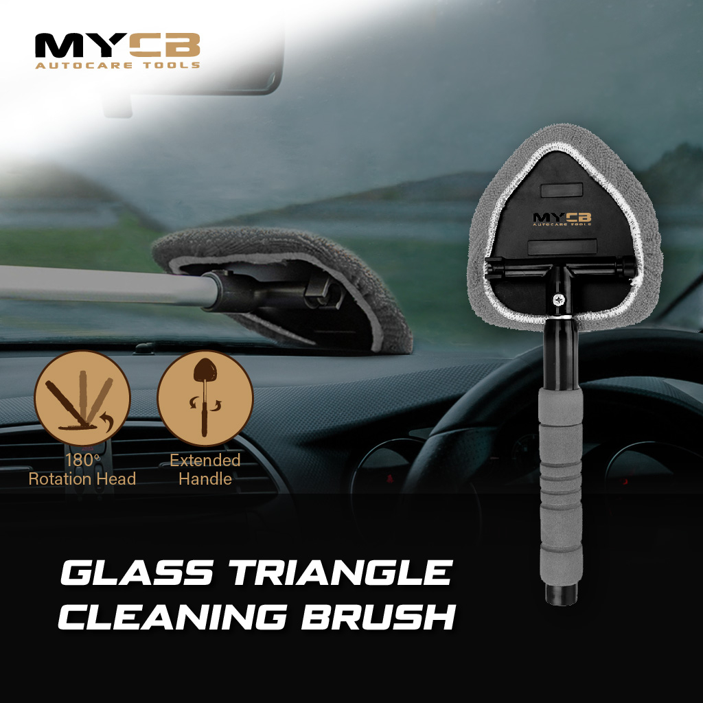 MYCB Glass Triangle Cleaning Brush Extended Long Handle Rotatable ...