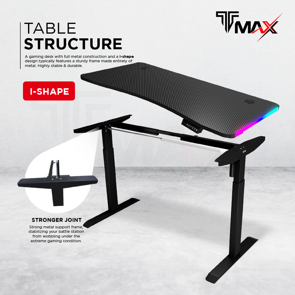 Tmax L Cm I Shaped Standing Desk Smart Lifting Motorized Height Adjustable Table Gaming Design