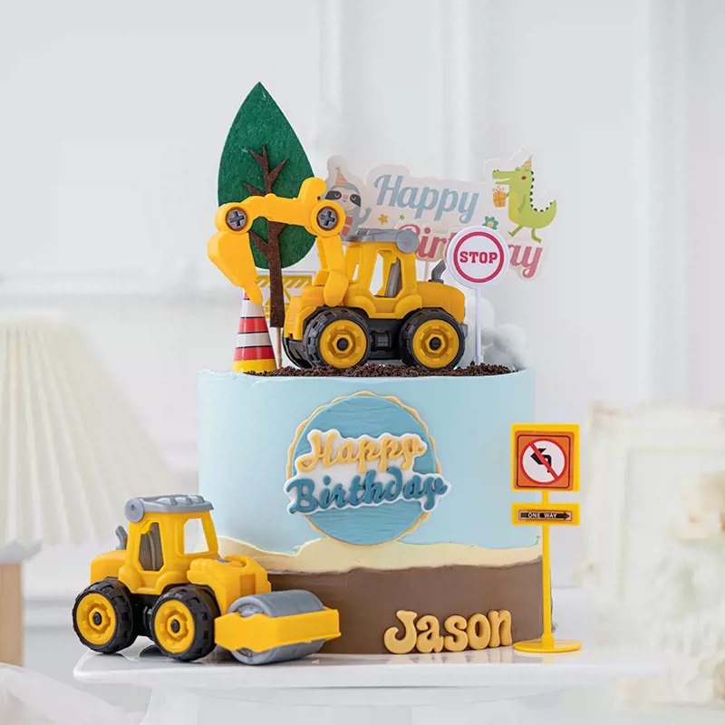 Excavator boy cake topper decoration bulldozer children boy birthday ...