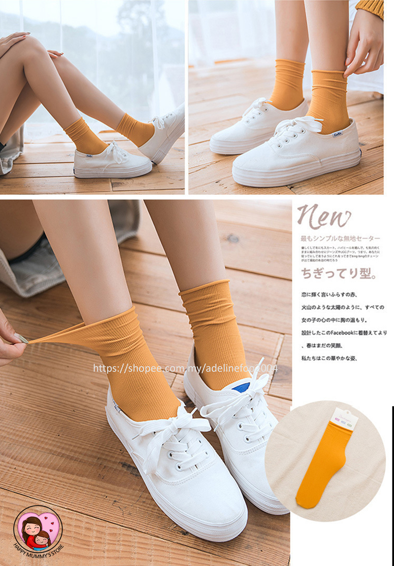 [MALAYSIA STOCK] Casual Candy Color Crew Cut Socks for Womens Girls ...