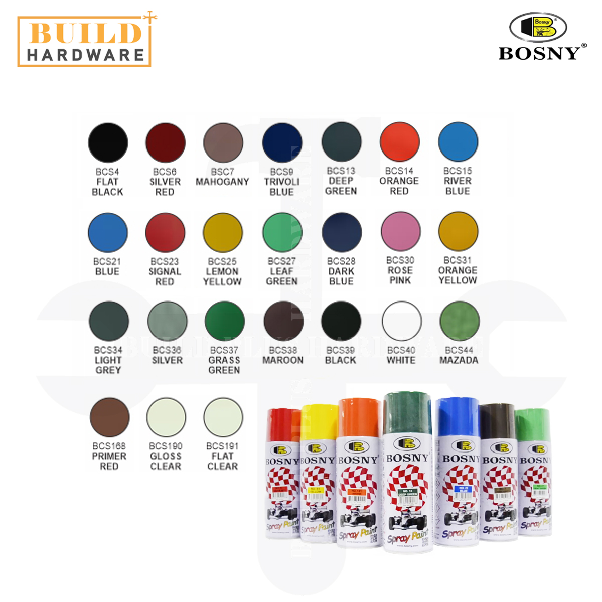 BOSNY 100% Acrylic Aerosol Spray Paint 400ml 400cc 喷漆 Colour Color Cat ...