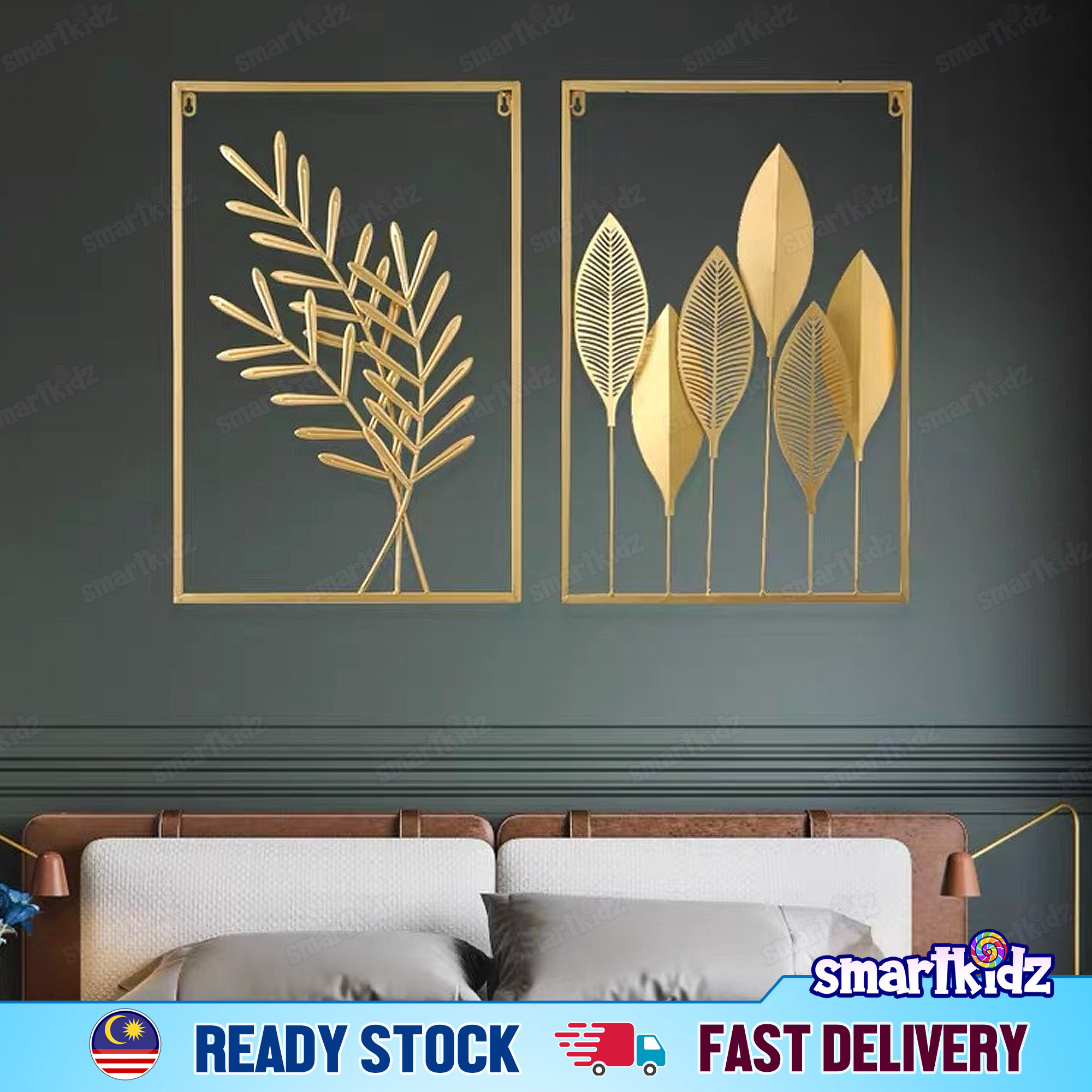 Gold Frame Wall Deco | Golden Leaf Modern Home Deco | Bingkai Emas Daun ...