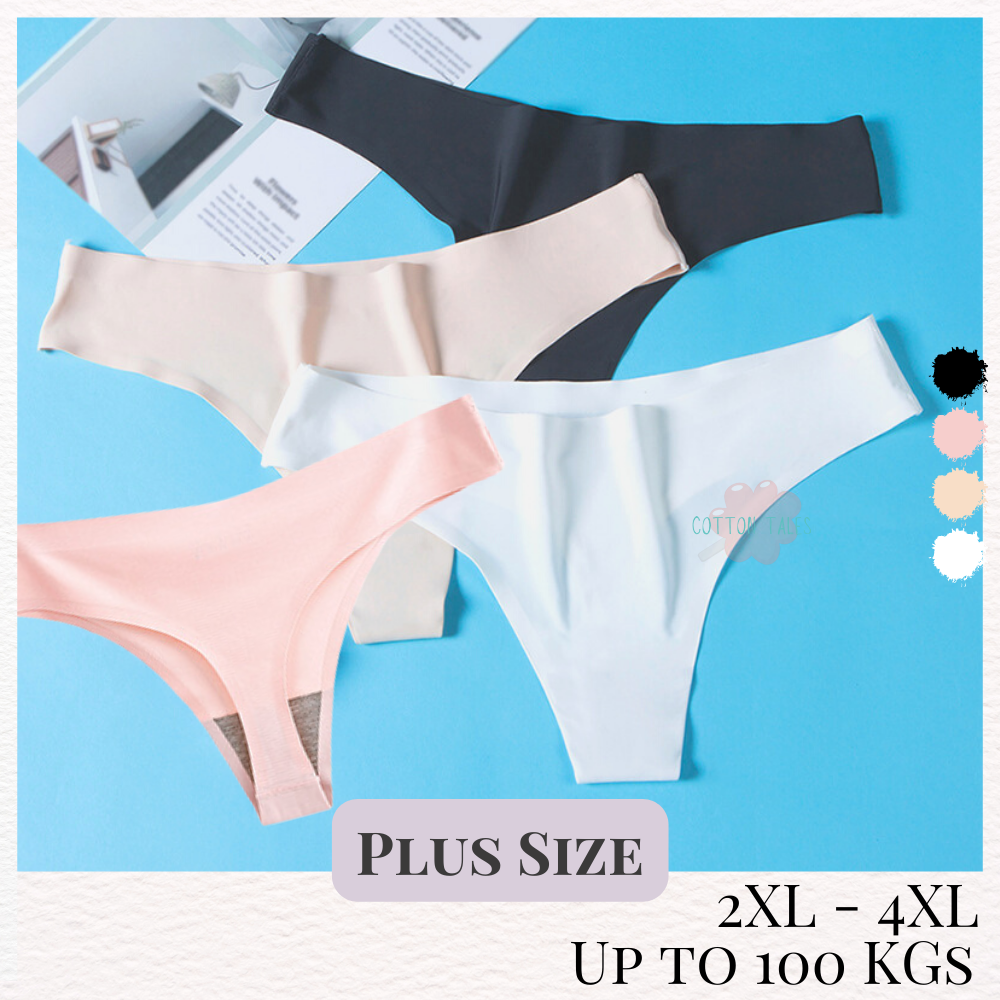 Seamless Ice Silk T-Back Panties 🍭 Plus Size Ultra Thin Satin G-String ...