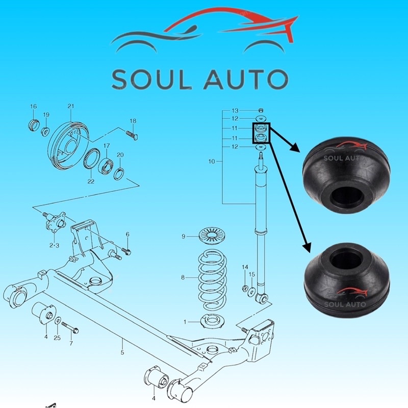 4pcs Suzuki Swift RS415 RS416 (2004-2011 year) Rear Absorber Mounting ...