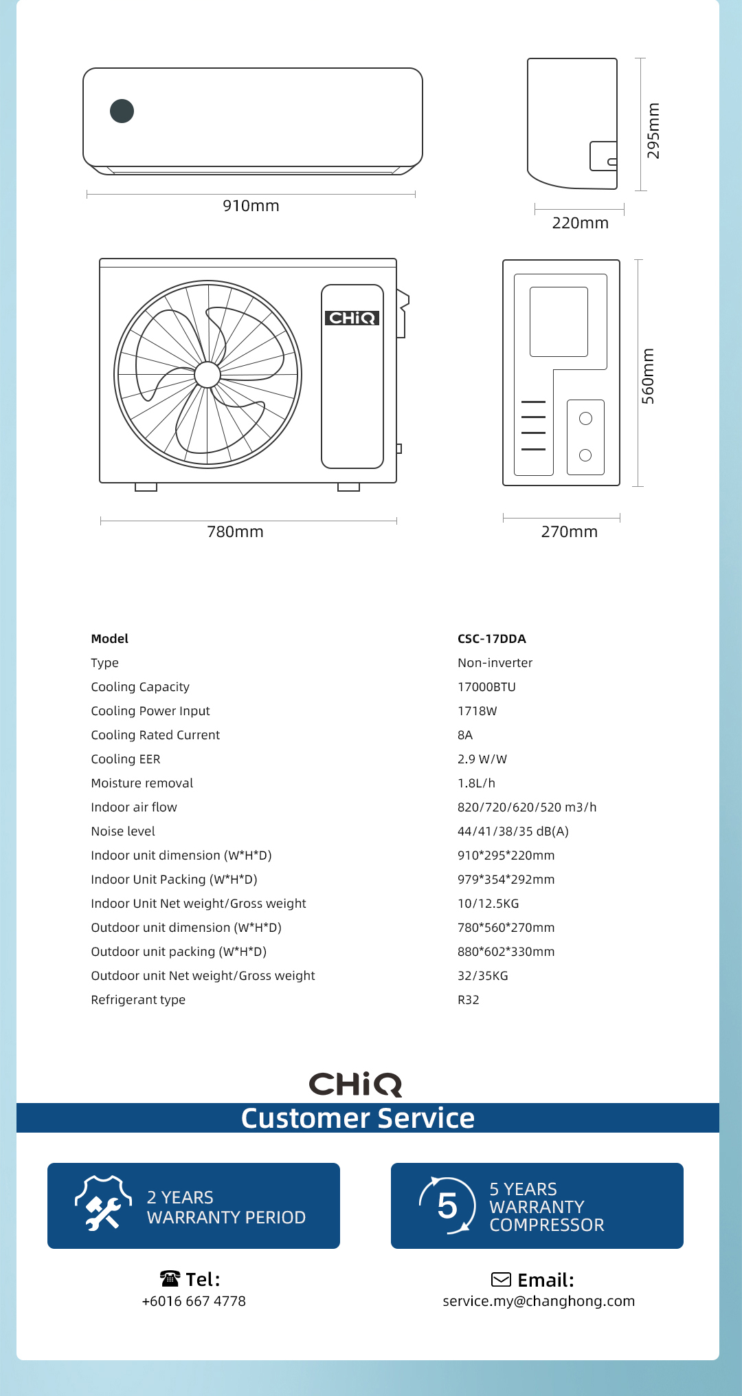 CHiQ Non-Inverter Air Cond R32 Air Conditioner 9K-12K BTU Fast Cooling ...