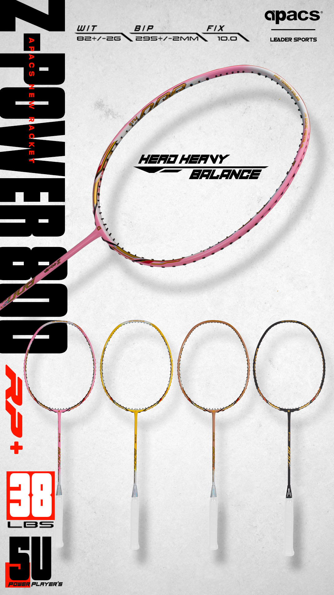 (FREE STRING & GRIP) APACS NEW BADMINTON RACKET Z-POWER 800 RP+ 5U ...
