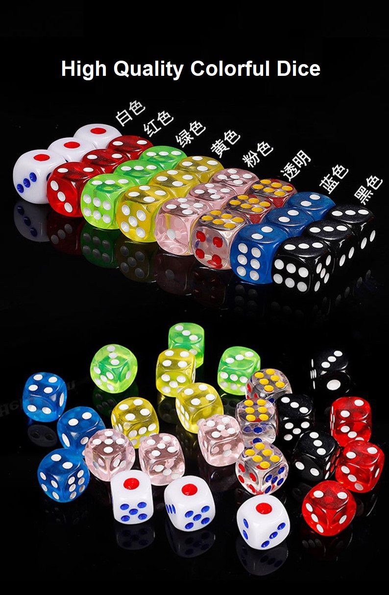 Dés en acrylique 6 à faces Dice12mm 6PC &16mm 7PC ensemble de dés - Chine Dice M