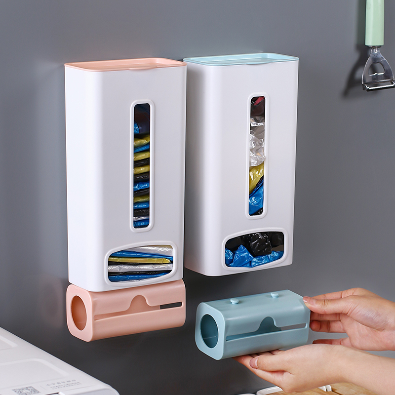 Garbage Bag Storage Box Plastic Bag Storage Box Punch Free Wall Mounted ...