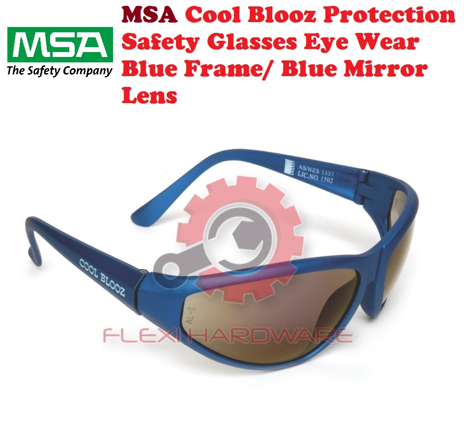 MSA Cool Blooz Protection Safety Glasses Eye Wear Blue Frame/ Blue Mirror  Lens