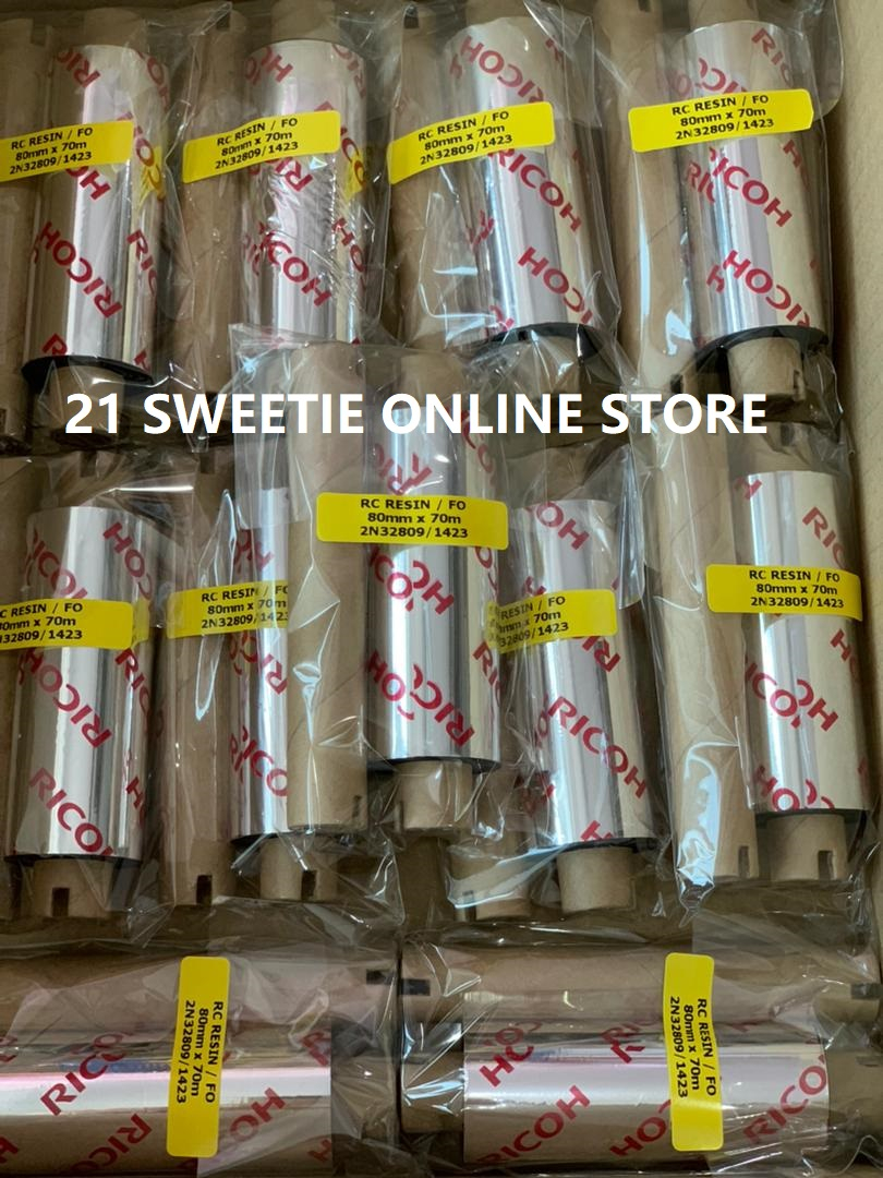 [1 roll] Ricoh Resin Ribbon 80mm x 70m Premium Thermal Transfer 80x70 ...