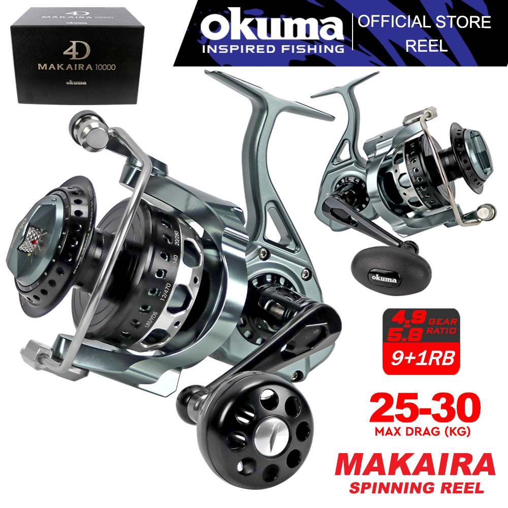 Okuma Makaira MK Spinning Fishing Reel Saltwater Big Game 2 Design Knob Max  Drag (30kg)