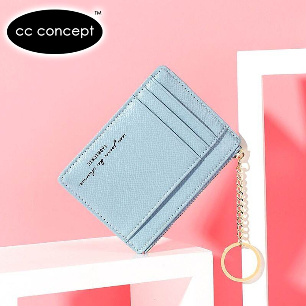 CC CONCEPT Mini Women Card Holder Coin Keychain Zip Wallet Credit ID ...