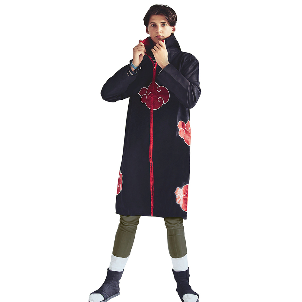 Cosplay Costume Narut Akatsuki Cloak Anime Red Cloud Robe Halloween ...