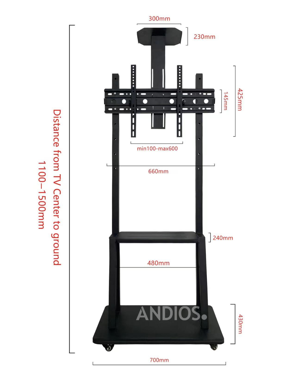 TV Stand Rack Troli Roda 32 70inch Flat Screen LED LCD Kaki Bracket ...