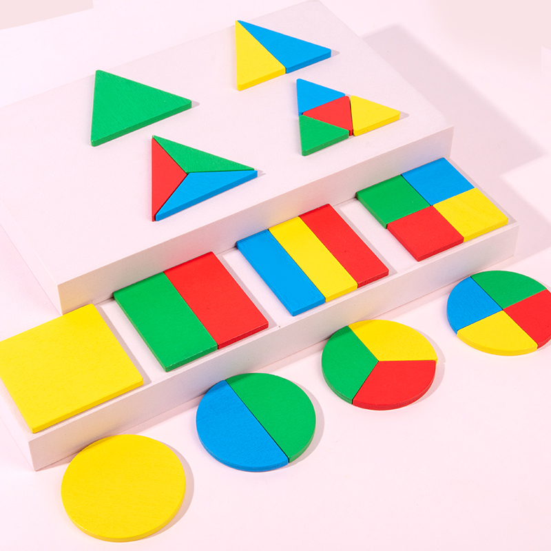 Kids 3D Wooden Geometric Shape Color Matching Toys Puzzle Montessori ...