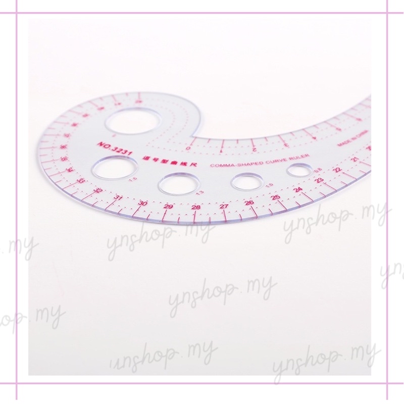 NO.3231 Multi -Purpose Comma Shape Curve Line Pattern Ruler / Pembaris ...