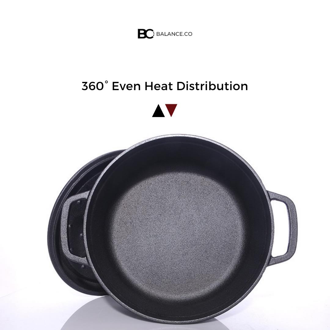 Balance.co 24cm Premium Cast Iron Dutch Oven Casserole Camping Stew ...