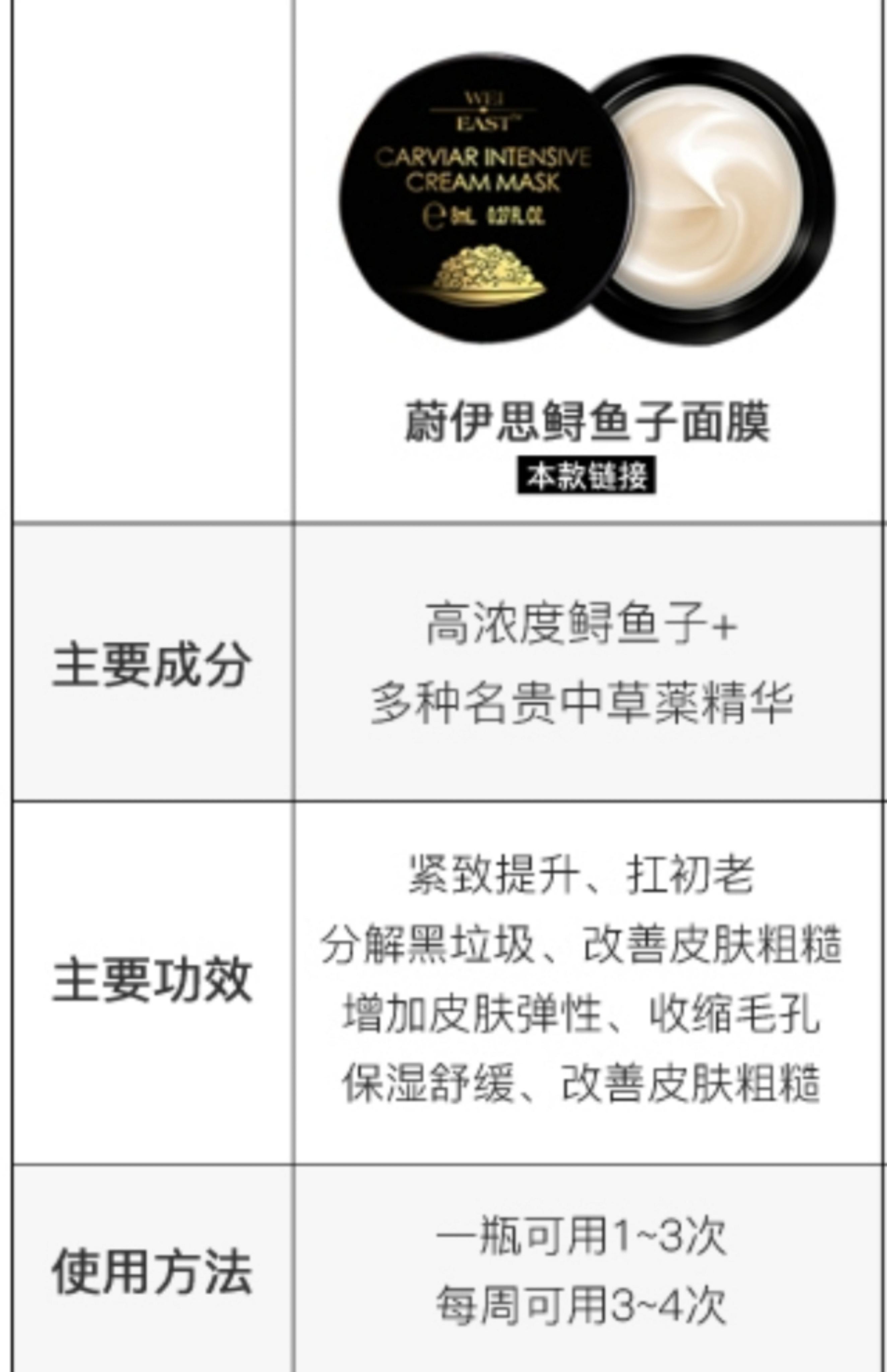 WEI EAST Caviar Intensive Facial Mask蔚伊思鲟鱼子滋养抗皱面膜提亮美白去皱嫩肤抗老抗衰紧致去黄护肤品 ...
