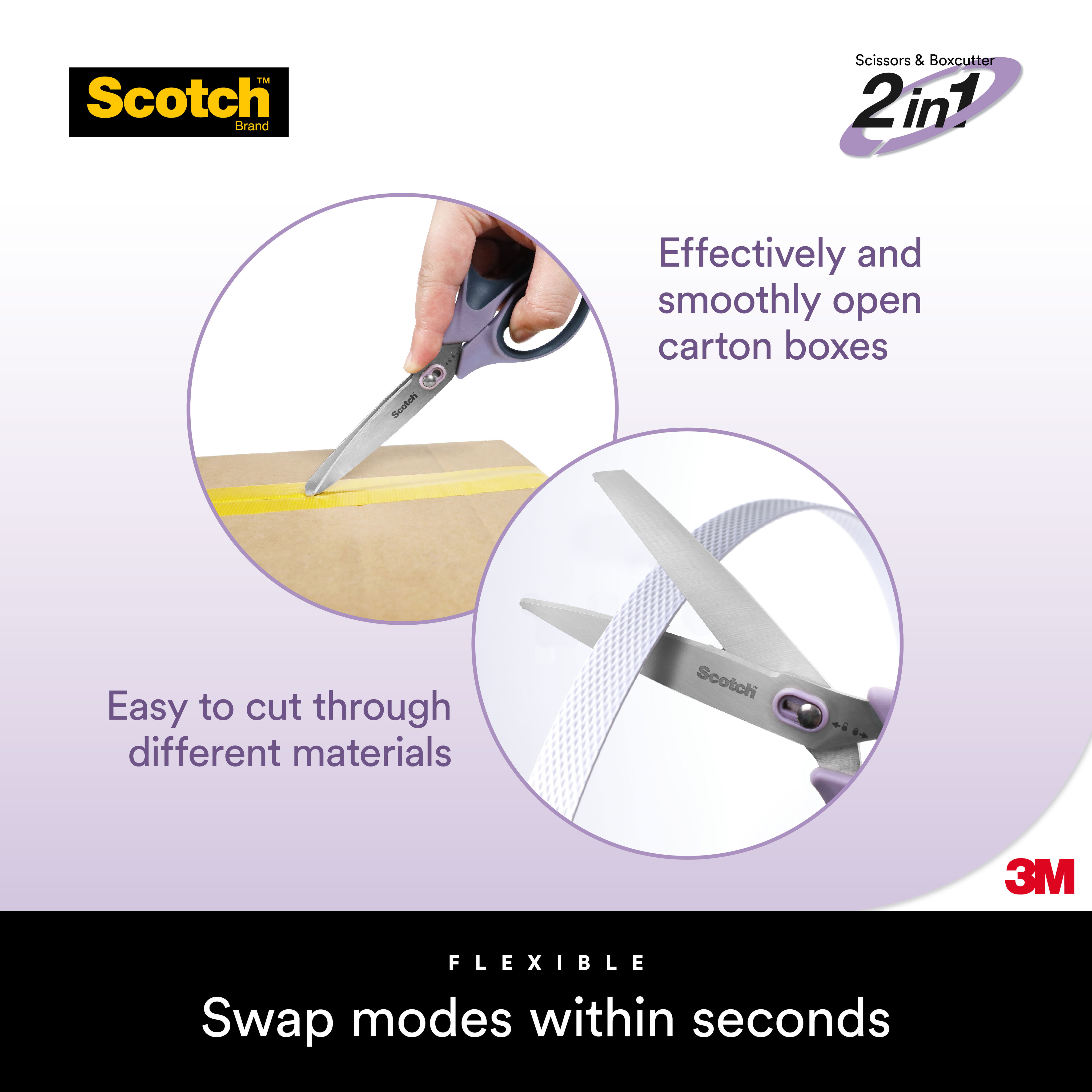 3M Scotch Unboxing Scissors (7-inch) (Non-Stick Coated / Stainless ...