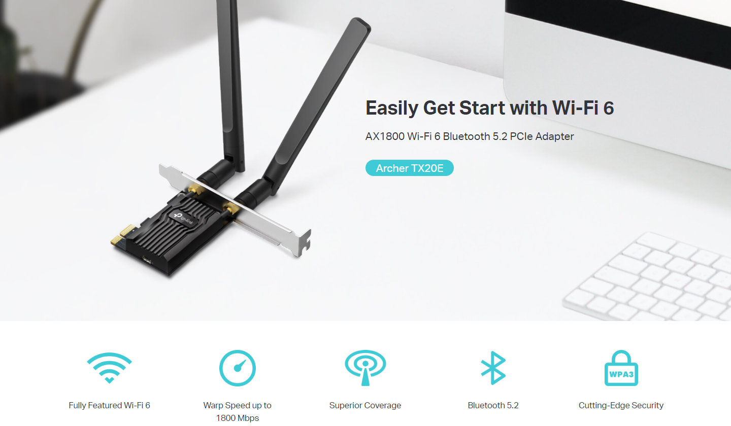 TP-LINK ARCHER TX20E AX1800 UNRIVALLED WI-FI 6 HIGH SPEED BLUETOOTH 5.2 ...