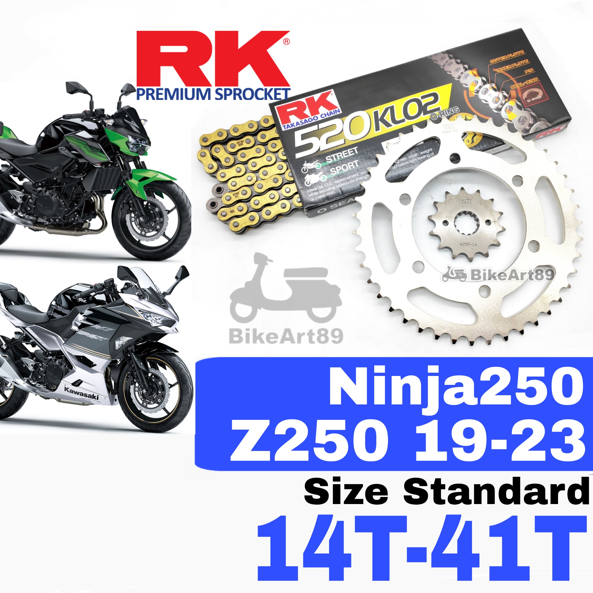 Kawasaki Z250 Ninja 250 Chain And Sprocket RK Sprocket Set