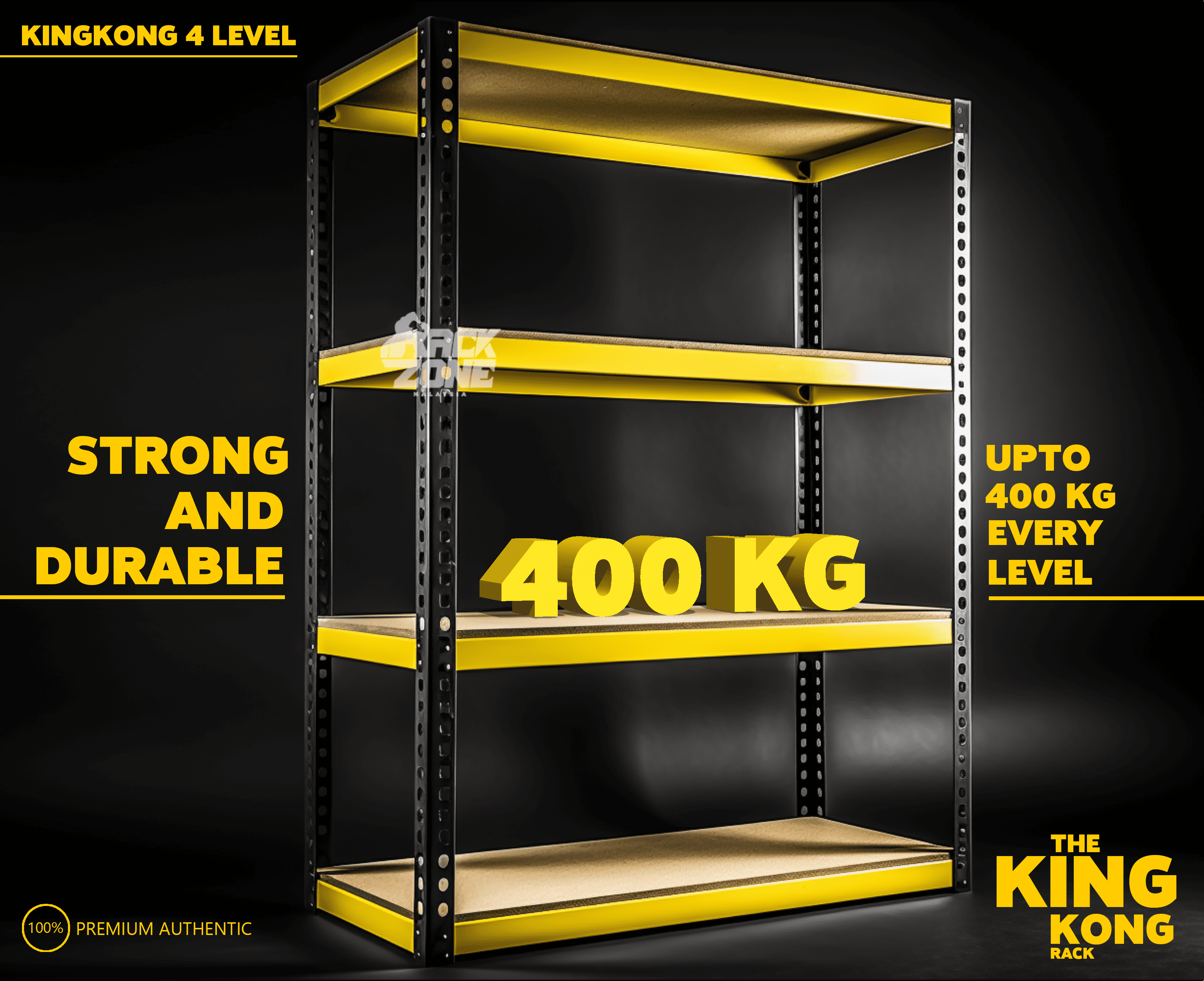 RACKZONE 4 Level Storage Rack Heavy Duty Rack Boltless Rak Besi ...