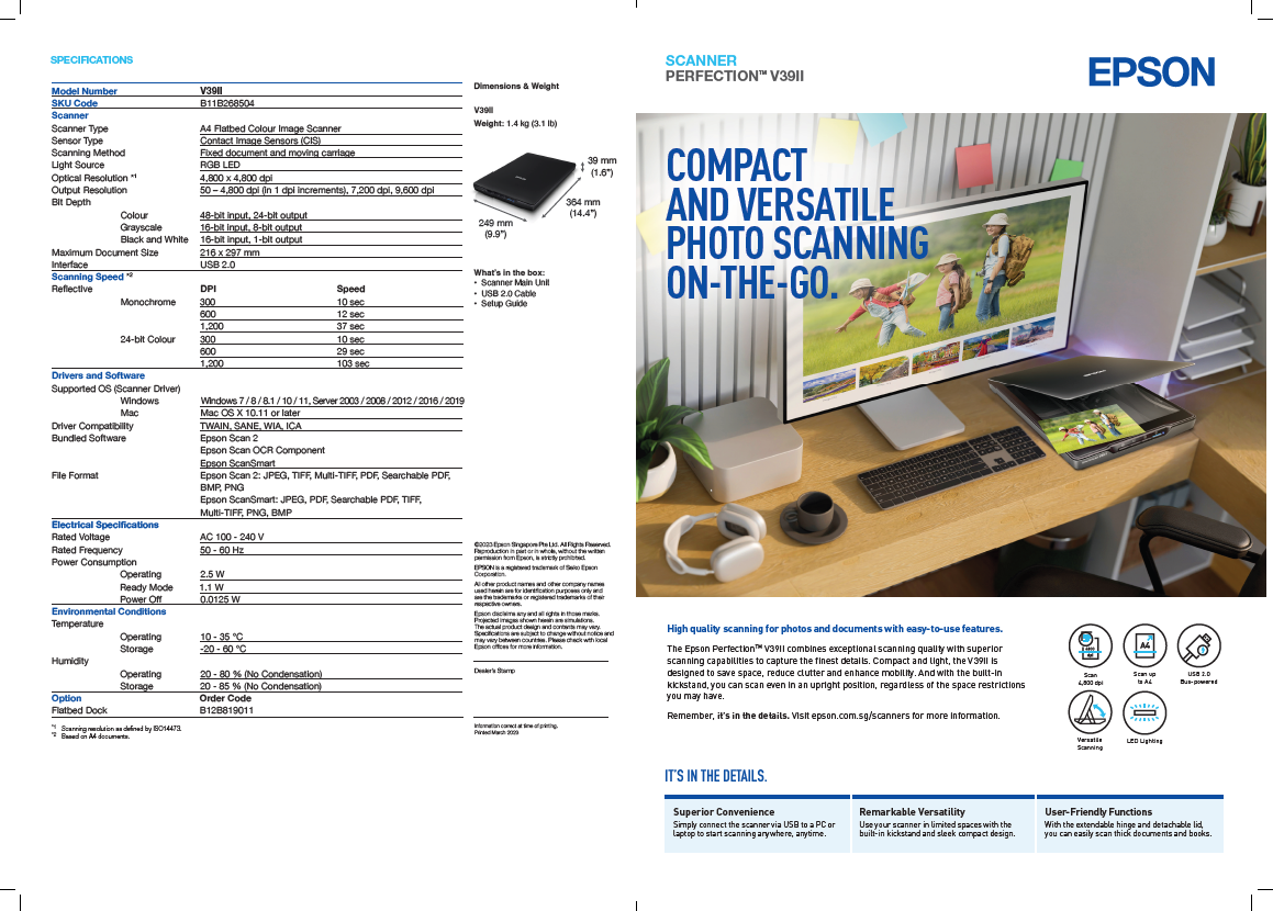 [Redeem TNG RM30] Epson Perfection V39II Flatbed Photo and Document ...