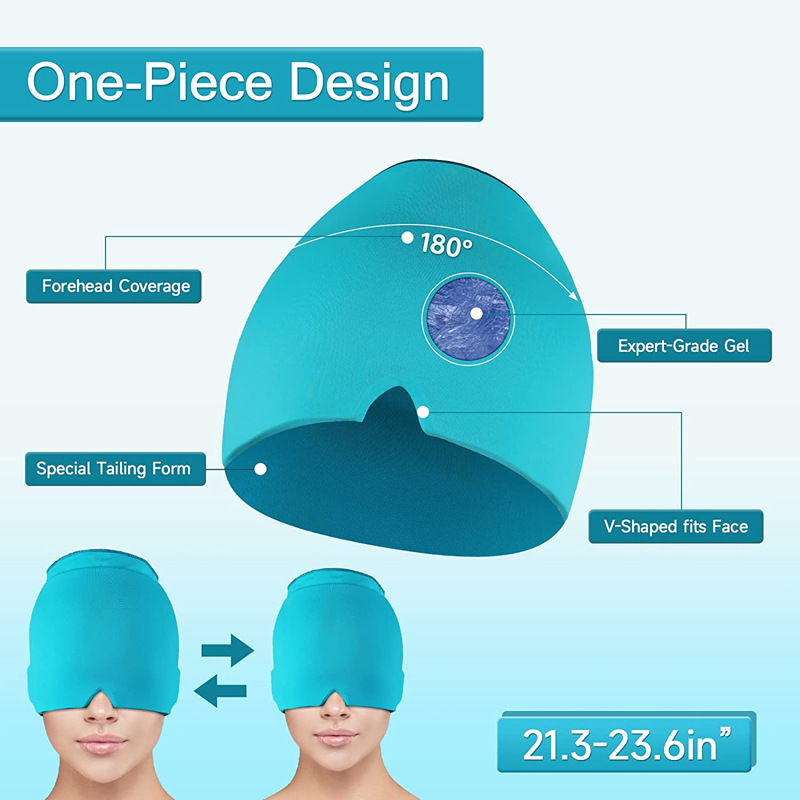【Double Gel】Migraine Relief Cap Head Massager Ice Headache Hat Cold ...