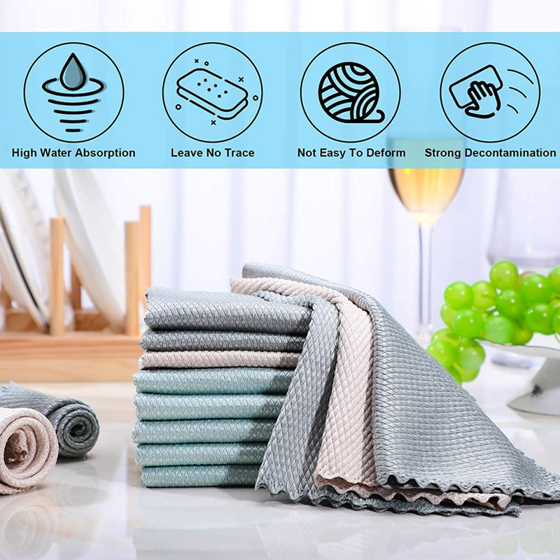 𝗡𝗢 𝗧𝗥𝗔𝗖𝗘𝗦 𝗟𝗘𝗔𝗩𝗘 》Fish Scale Cleaning Cloth Window Glass Polish Rag
