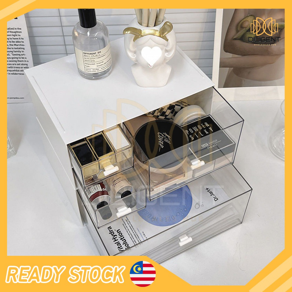 【D173 READY STOCK】Stackable Drawer Storage Box Desktop Cosmetic ...